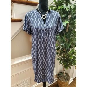 A New Approch Women's Blue & White Rayon Short Sleeve Knee Length Dress Size S